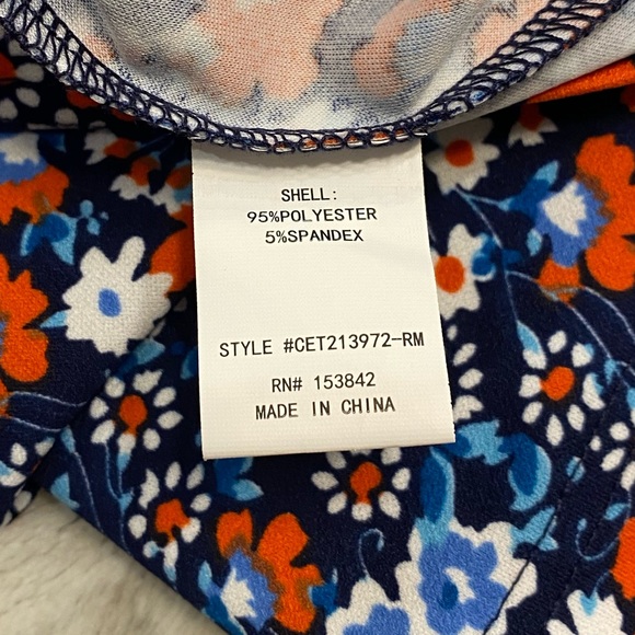 NWT💕MELLODAY Flutter Sleeve Crew Neck Top in Blue Coral Flrl Size XS - Picture 10 of 10